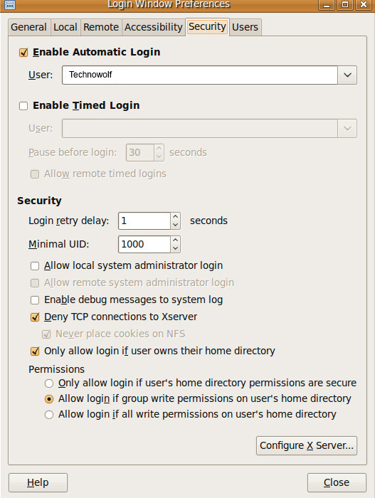 Security Tab